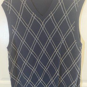 Tasso Elba golf sleeveless sweater blue with stripes